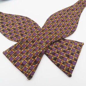 Robert Talbott Bow Tie Brown Purple Black 2.5" Wide Self Tie Silk